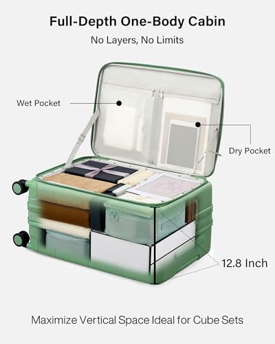 Hanke Expandable Medium Checked Luggage, 24 Inch Top Opening Suitcase - color: Forest Green, size: 24 Inch EXT
