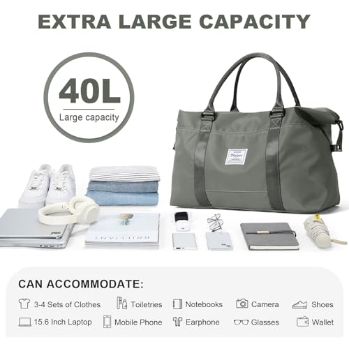 Travel Duffel Bag, Carry On Overnight Weekender Bags for Women - color: A1-Olive Green, style: Extra Large Travel Bag