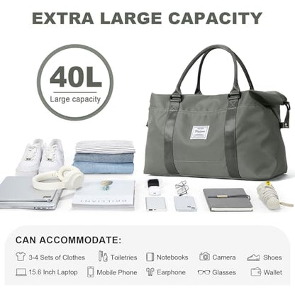 Travel Duffel Bag, Carry On Overnight Weekender Bags for Women - color: A1-Olive Green, style: Extra Large Travel Bag