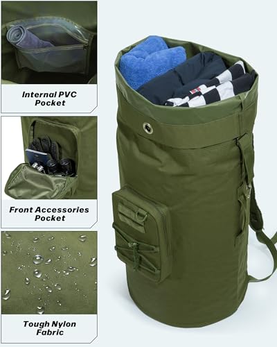 PGmoon Military Duffle Bag,110L Extra Large Army Backpack
