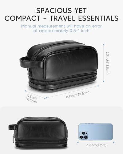 TSA Approved Toiletry Trave Bag for Men Vegan Leather - color: Tawny