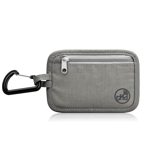 Tipmile RFID Blocking Wallet Slim Money Pouch with Carabiner for Cash Cards