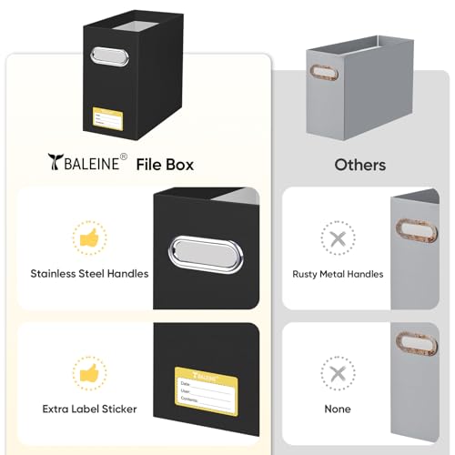 BALEINE 2PK File Organizer Box, Cardboard File Folder Organizer with Handle - color: Black, style: 2PK (Slim)