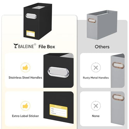BALEINE 2PK File Organizer Box, Cardboard File Folder Organizer with Handle - color: Black, style: 2PK (Slim)