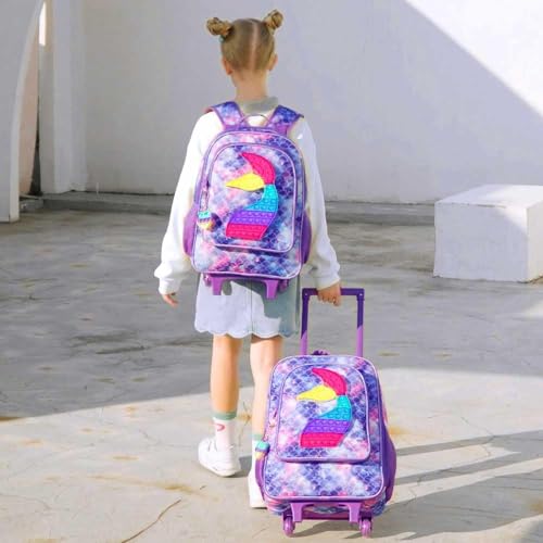 CCJPX Kids Luggage for Girls, 18" Carry on Suitcase with Wheels Mermaid - color: Purple-02