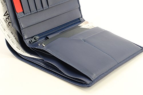 Genuine Sheep Leather Smart Family Size Passport Travel Wallet/Holder - (Blue) - color: Blue