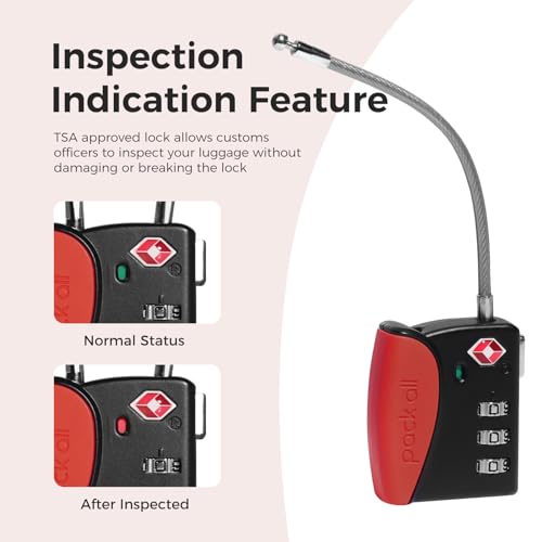pack all TSA Approved Travel Luggage Locks, Resettable 3-Digit Code - color: Red, size: 4 Pack