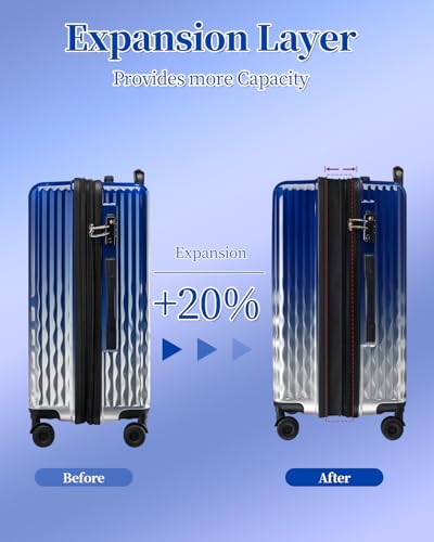 Expandable 20 Inch Carry on Luggage Suitcase with TSA Lock - color: GlossyBlue, size: S(carry-on-20")