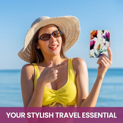 Passport Holder for Travel, RFID Blocking Wallet with Magnetic Closure - color: Z.B-Floral