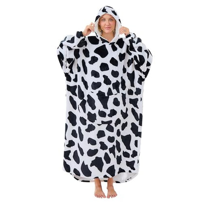 Moinlizy Oversized Wearable Blanket Hoodie for Women Men - color: Cow