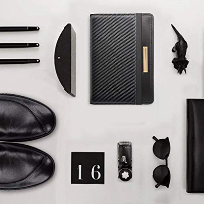 Coco Rossi Passport Holder for Travel Men Slim RFID Passport Cover Wallet - color: Carbon Fibre