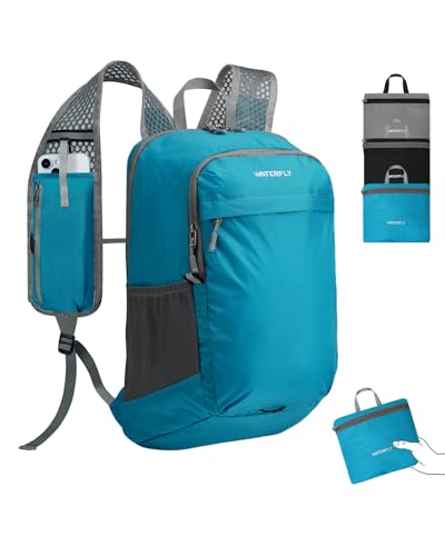 WATERFLY 소형 패커블 여행용 백팩: 15L 경량 하이킹 데이팩, 블루., 데이팩 백팩 - color: 블루.