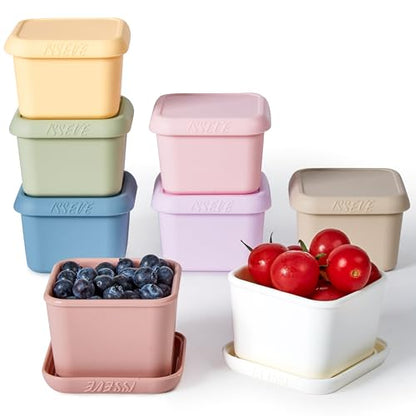ISSEVE 8Pack 6oz Silicone Snack Containers for Kids with Lids, Reusable - size: 6oz-8pack
