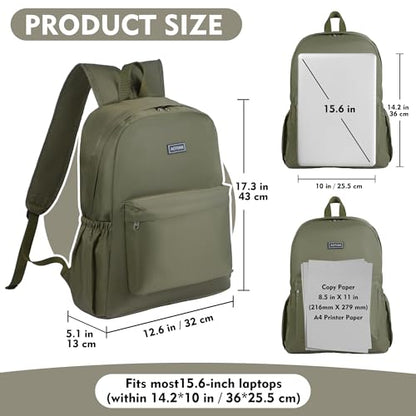 AOTIAN Large Backpack, Men Women Casual Daypack for College Travel Work - color: Green - 17 Inch