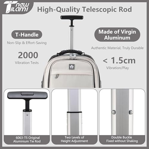 NEW TILAMI 19 Inch Rolling Backpack 4 Spinner Wheels for School White - color: White