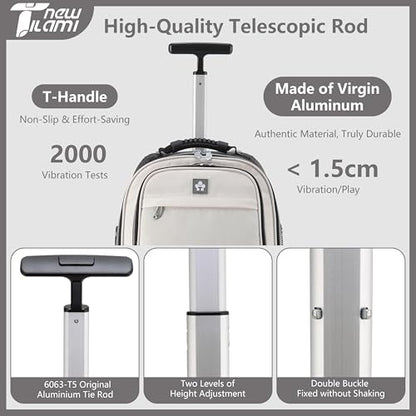 NEW TILAMI 19 Inch Rolling Backpack 4 Spinner Wheels for School White - color: White