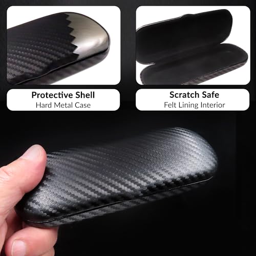 MyEyeglassCase Men Small Glasses case - Eyeglasses Hard Shell Holder Pouch & Cloth-Reading Slim & Narrow Case Heavy Duty - color: S5 Carborn Black