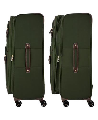 London Fog Nottingham 25 Inch Expandable Spinner Softside Suitcase, Olive Chestnut - color: Olive Chestnut
