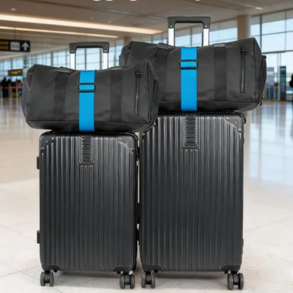 Adjustable Luggage Connector Straps for Suitcases, Add a Bag Elastic Belt - color: Black