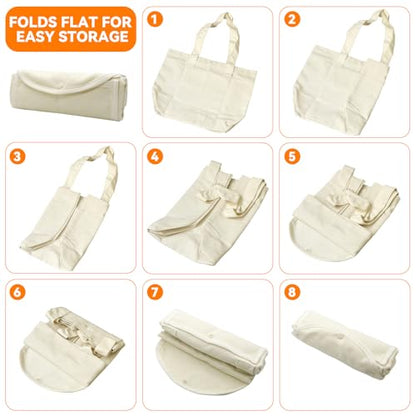 Faylapa 1/3/6 Packs Canvas Tote Bag, Heavy Duty Foldable Reusable Grocery Shopping Bags for Crafts DIY Painting - color: White