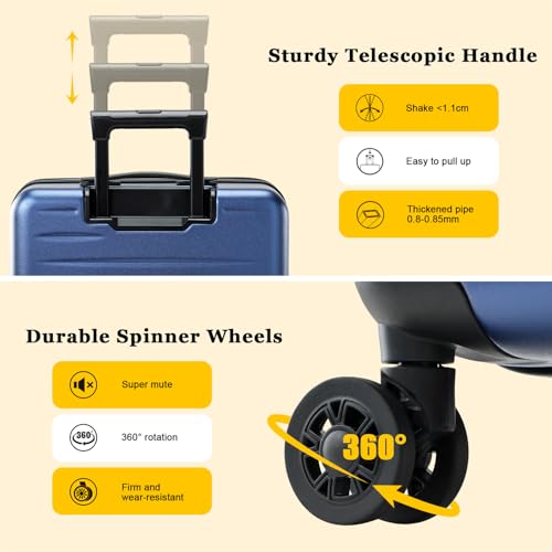 CENSIEN Expandable 16 Inch Underseat Carry On Luggage Airline Approved - color: Navy Blue, size: 16 Inch Underseat EXT