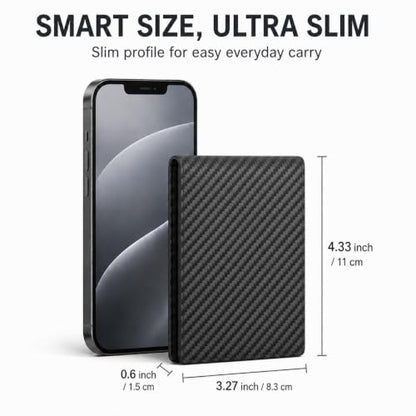 Wallet for Men Slim RFID Blocking Genuine Leather Bifold Mens Wallet - color: Carbon Fiber Black