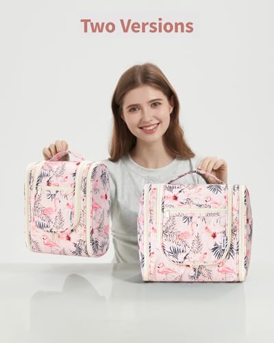 Narwey Hanging Travel Toiletry Bag for Women, Cosmetic Makeup Bag - color: B-Beige Bird, size: Medium
