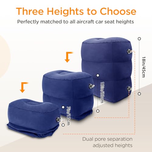 HOMCA Inflatable Travel Foot Rest Pillow for Airplane (2-Pack) - color: Blue