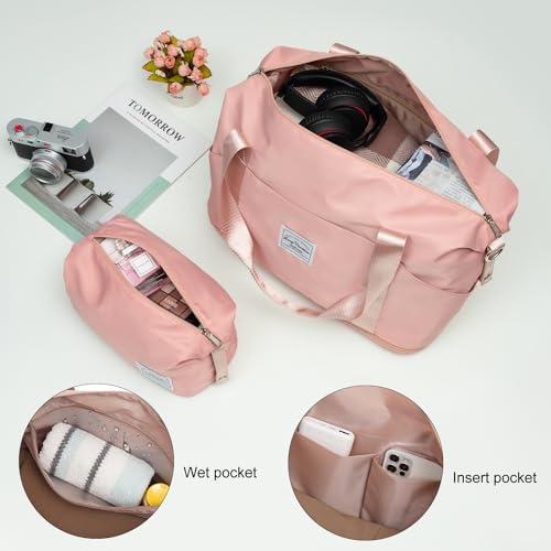 LONG VACATION Luggage Sets with Spinner Wheels, Suitcase Set 6 Piece - color: PINK, size: 6 piece set