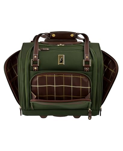 London Fog Nottingham 15 Inch Under the Seat Bag with Wheels, Olive Chestnut - color: Olive Chestnut