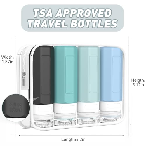 Redfly Travel Bottles for Toiletries 3oz, Silicone Travel Size Containers - color: Gray, size: 4Packs