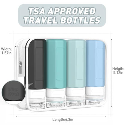 Redfly Travel Bottles for Toiletries 3oz, Silicone Travel Size Containers - color: Gray, size: 4Packs