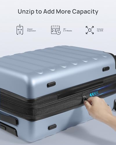 NINETYGO Large Checked Luggage 28 Inch, Checking In Luggage with Smooth Spinner Wheels, Expandable, Hard Shell PC Suitcase, Lightweight Travel Luggage, TSA Approved (Shadow, Rhine Max) - color: 01-Shadow (Expandable), size: Checked 28-Inch