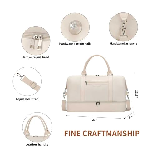 Women's Weekender bag Travel Duffel Bag with Shoe Compartment 21-inch Airline-Approved Carry-On, 2-Piece Overnight Bag Set Personal Item Luggage - color: 3PCSBeige