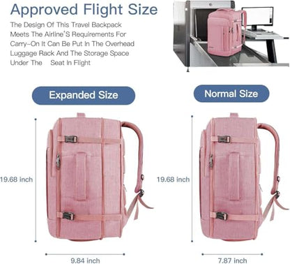 Gieury Carry On Backpack for Women, 50L Travel Backpack Flight Approved - color: Pink, size: 2X-Large(20"x14"x10")