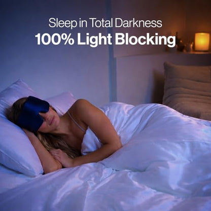 Dore & Rose Deep Sleep Mask, 100% Pure Silk Eye Mask for Sleeping - color: Dark Blue