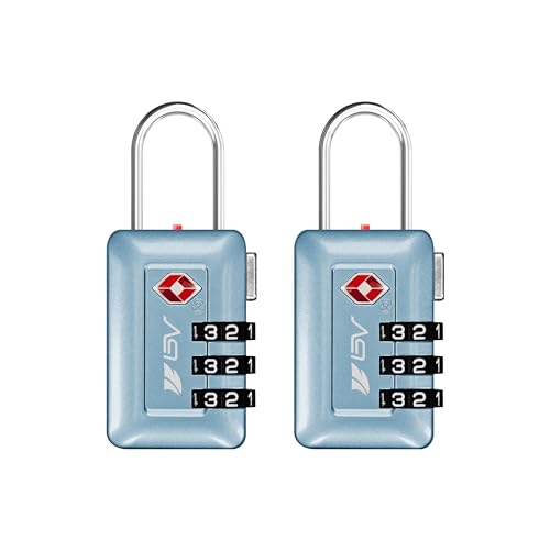 BV TSA Accepted Luggage Travel Lock, Set-Your-Own Combination Lock for School Gym Locker, Luggage Suitcase Baggage Locks, Filing Cabinets, Toolbox, Case (Arctic Blue, 2 Pack) - color: Arctic Blue