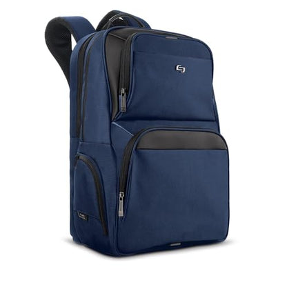 Solo New York Ambition Backpack – Stylish 17.3" Laptop Backpack with Tablet Pocket, Organizer Section, Padded Back & Straps – Perfect for Professionals & Travel (Navy) - color: Navy