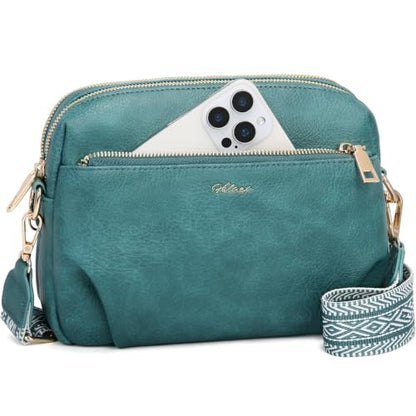 Crossbody Bag for Women Vegan Leather Handbag Purse Anti Theft RFID - color: Peacock Blue