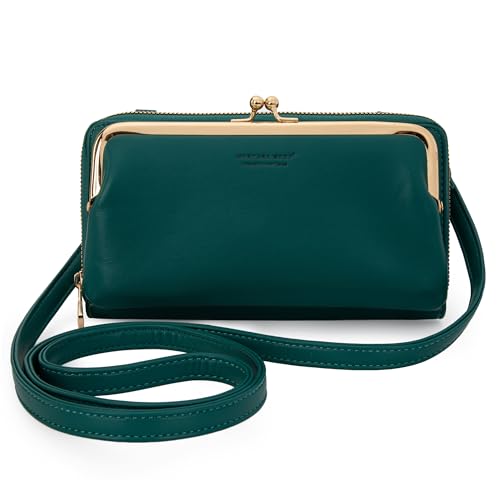 Montana West Crossbody Cell Phone Purse for Women RFID Blocking Cellphone Wallet | Multiple Card Slots, Quilted Phone Bag, Fits Phones Up to 6.9" with Case, Lightweight Everyday Carry, Work to Weekend - color: Wallet Dark Green