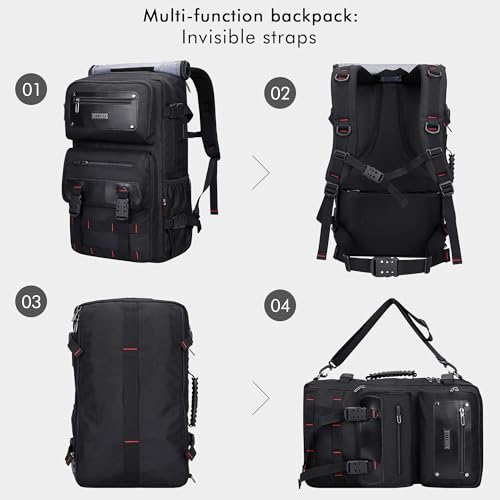 WITZMAN Travel Backpack for Men Duffle Bags Fits 17 Inch Laptop - color: Black