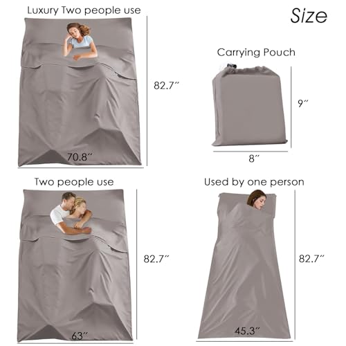 Sleeping Bag Liner, Camping Travel Home Bed Sheet Compact Sacks - color: Khaki, size: 45.3 * 82.7"