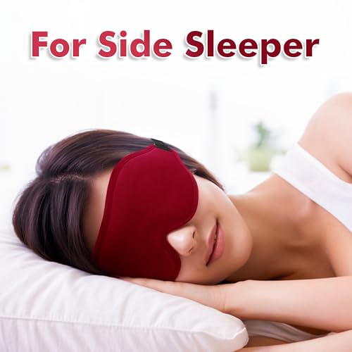 Sleep Mask for Men and Women, Lash Extensions 3D Eye Mask, Red | Blackout Night Blindfold Eye Cover with Adjustable Strap for Side Sleepers, Breathable, Zero Pressure, Travel Essentials - color: Red