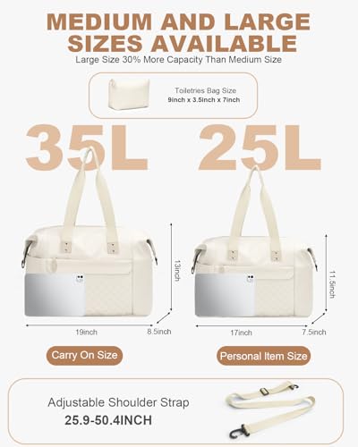 Pritent Travel Duffle Bag, Weekender Overnight Personal Item Carry On Bag - color: Beige, size: Large