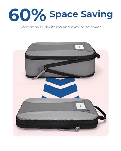 BAGSMART Compression Packing Cubes, Lightweight Travel Essentials - color: Grey, size: 6 Set