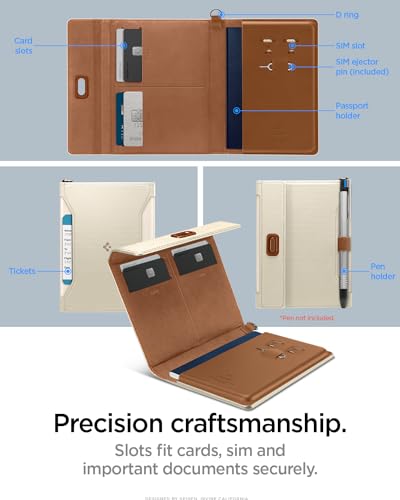 Spigen Life Passport Card Cover Holder, RFID Blocking - color: Dune Beige