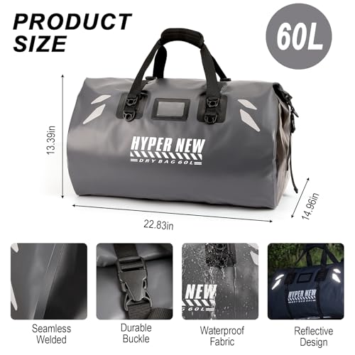 60L Waterproof Bag,Waterproof Dry Bag for Men & Women,Grey - color: grey