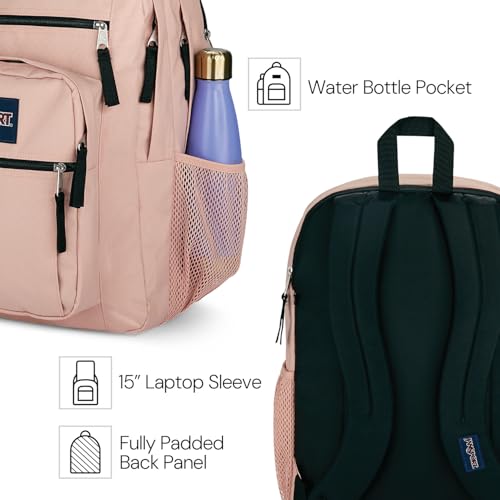 JanSport Laptop Backpack - Computer Bag with 2 Compartments, Ergonomic Shoulder Straps, 15” Laptop Sleeve, Haul Handle - Misty Rose - color: Misty Rose