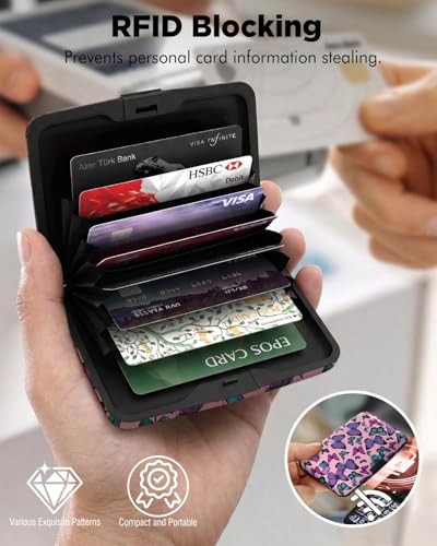 Maicican RFID Blocking Aluminum Credit Card Holder - color: Card holder wallet - Colorful Butterfly
