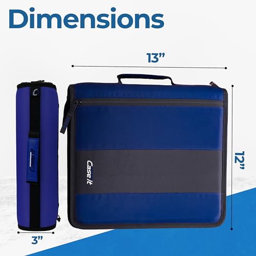 Case-it School Zipper Binder | 2" O-Rings | 350-Sheet | D-251 Midnight Blue - color: C Midnight Blue, size: 1 Pack